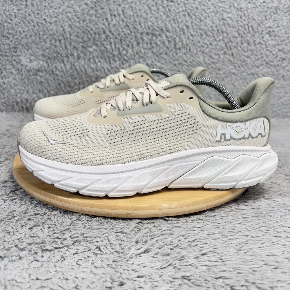 Hoka Arahi 7 Wide Shoes Mens 9.5 2E Beige Mesh Running Sneakers 1147870 OKB